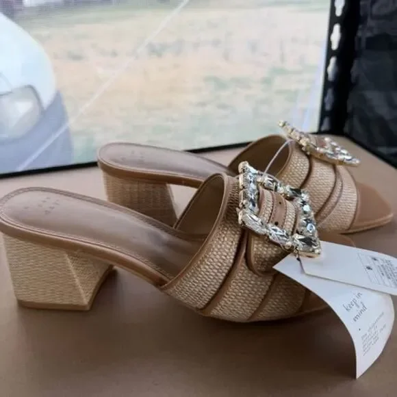 A New Day Kathleen Rhinestone Buckle Heeled Mules - Picture 5 of 10